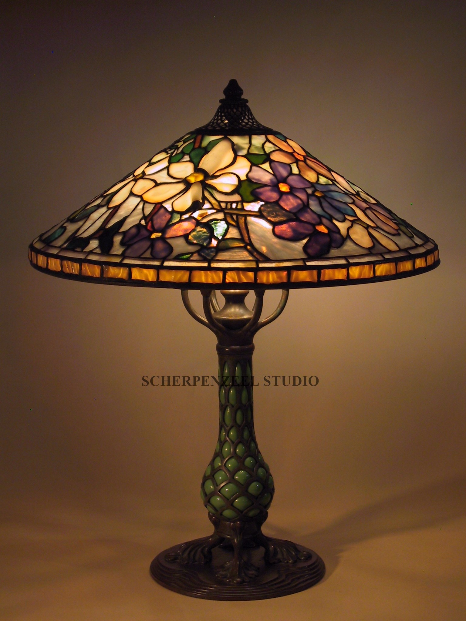 Clematis shade on Flask base