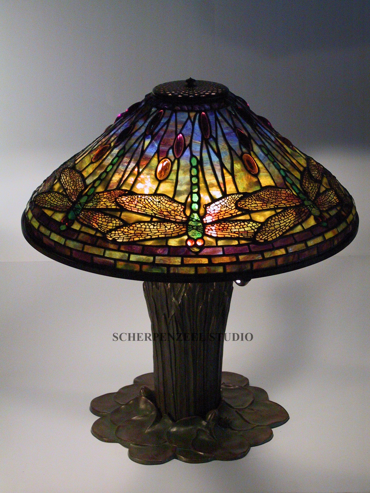 Dragonfly on cattail base