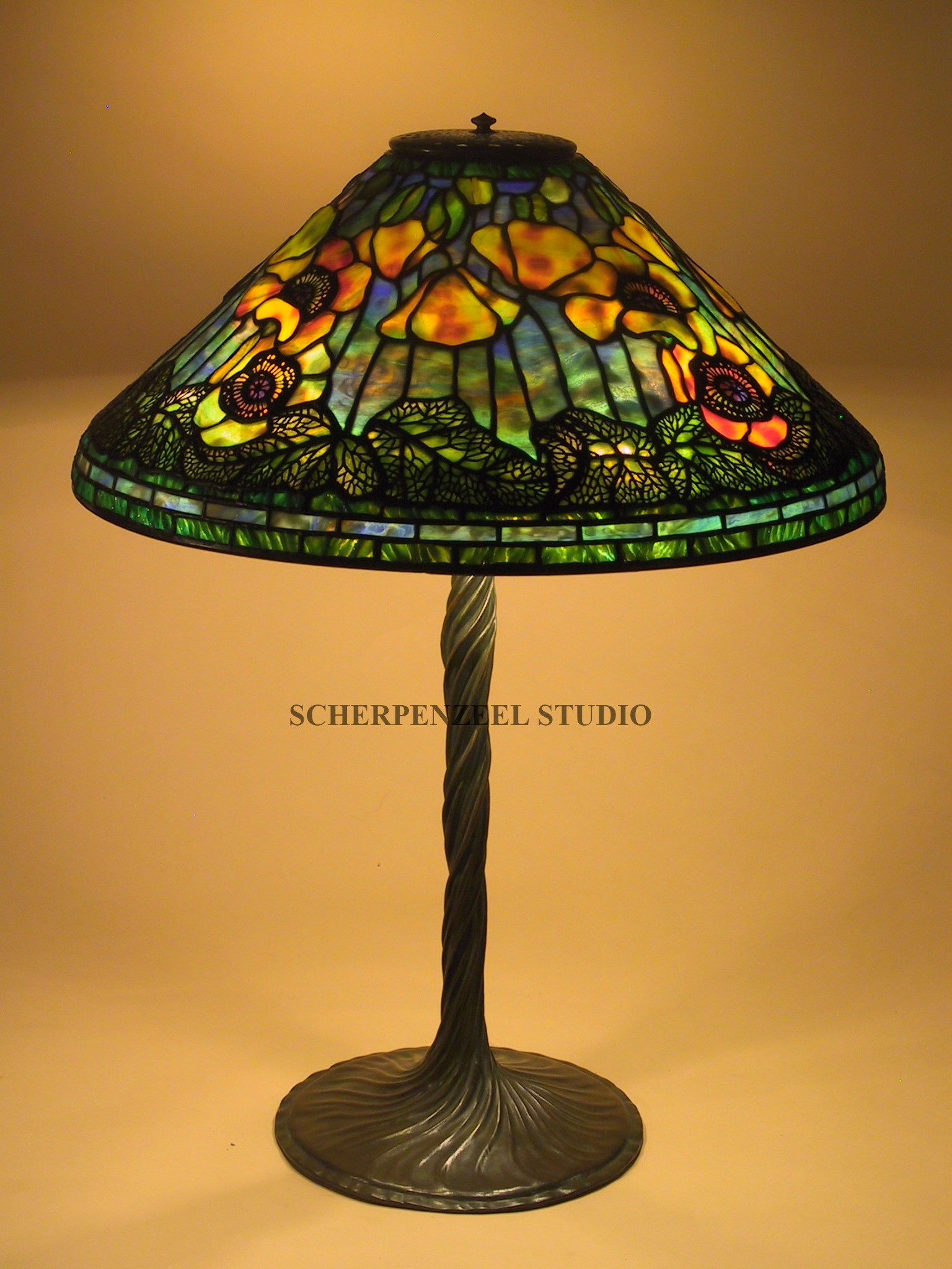 Poppy on twisted vine base