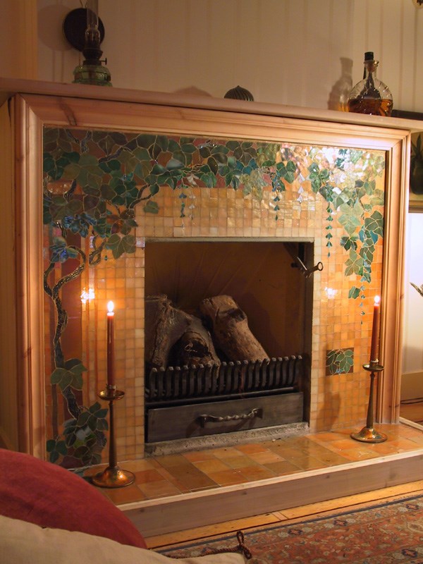 Vine mosaic fireplace