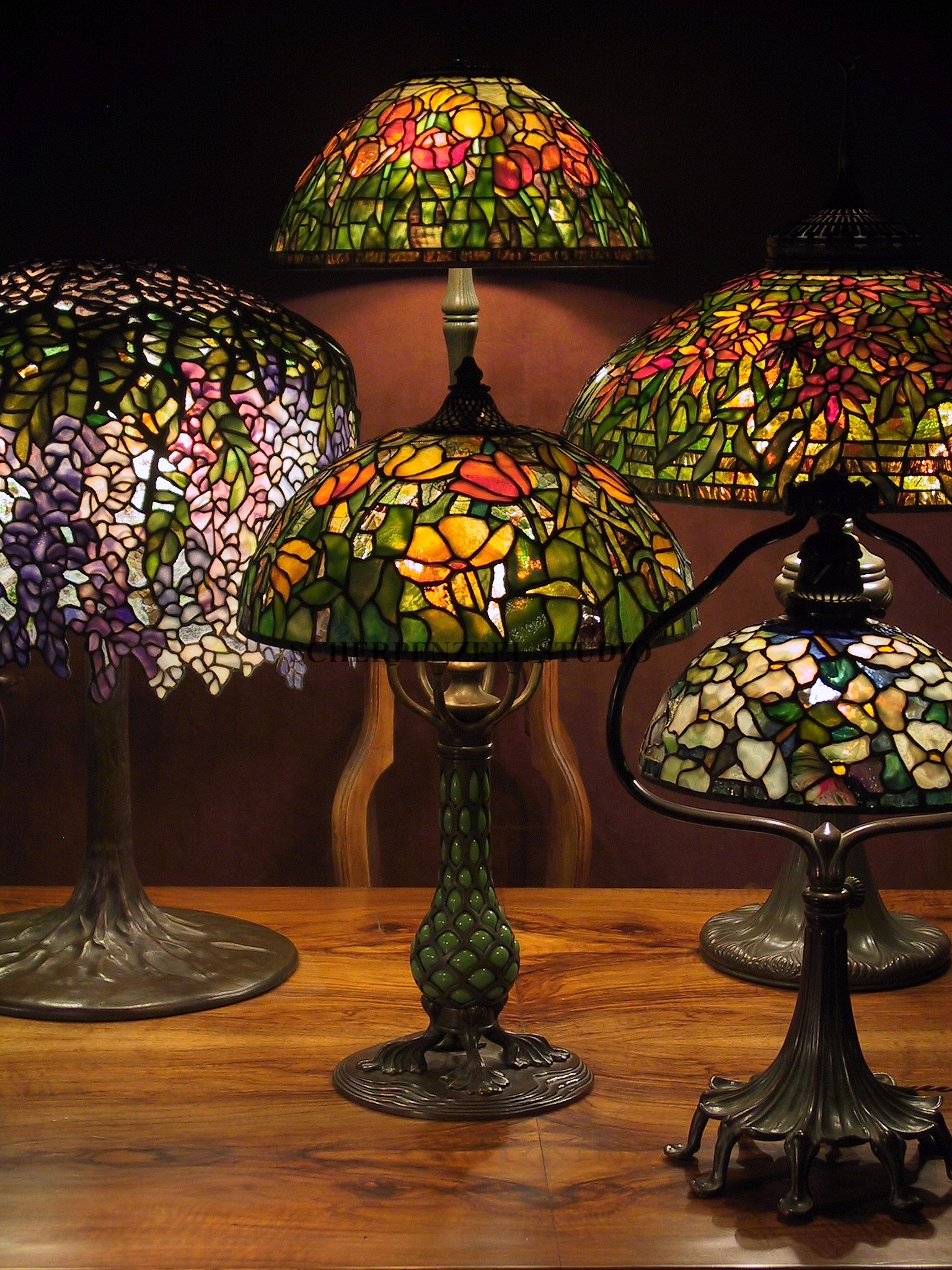 Group of 5 floral shades