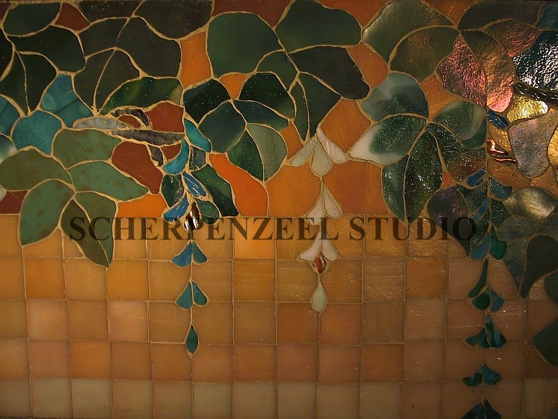 Fireplace mosaic detail